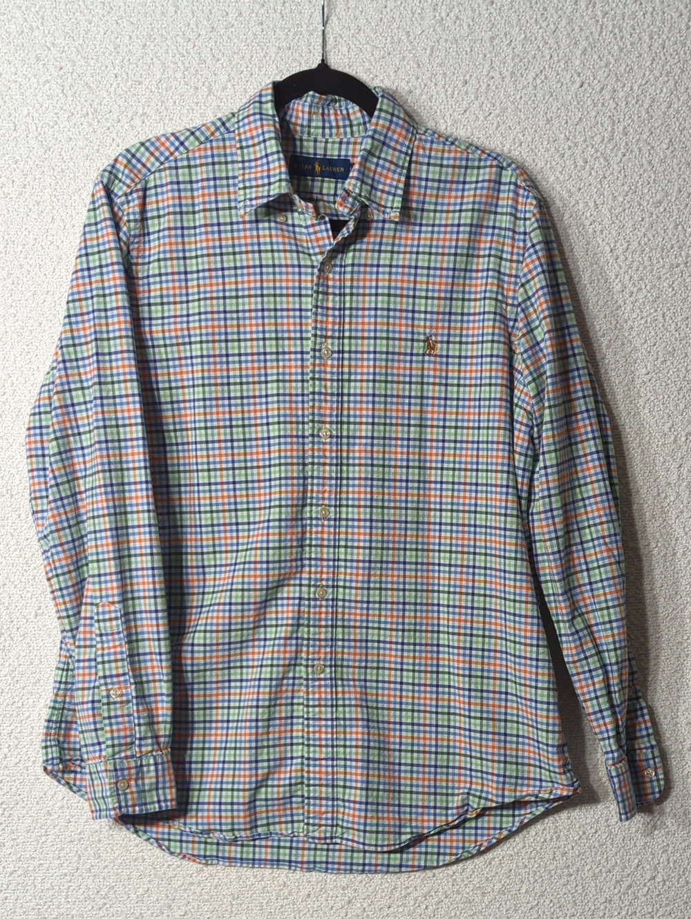 Ralph Lauren Multicolor Plaid Cotton Button-Down Shirt - Blue/Green/Orange